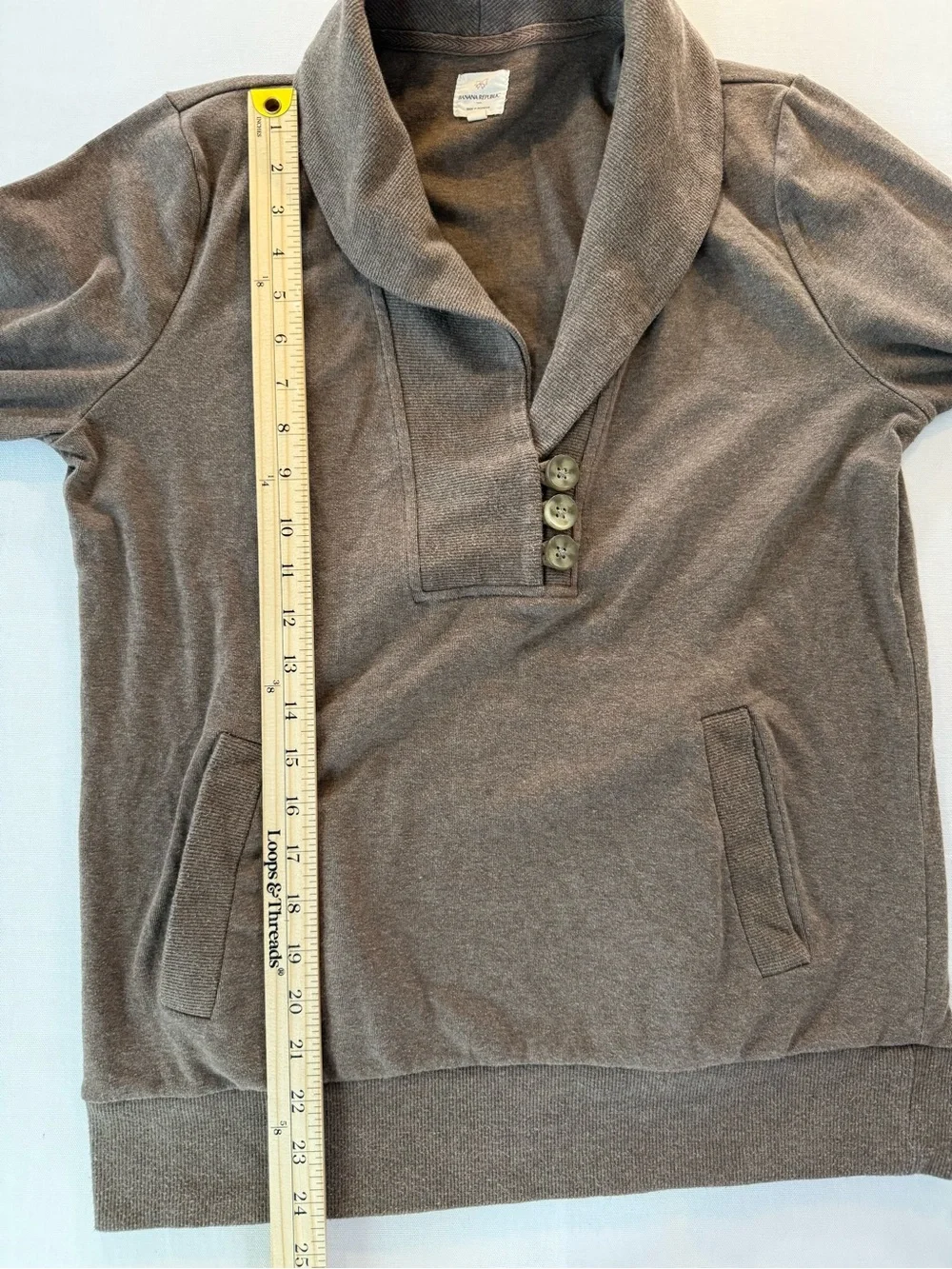 Banana Republic Men's V-Neck Shawl Pullover Sweater - Taupe